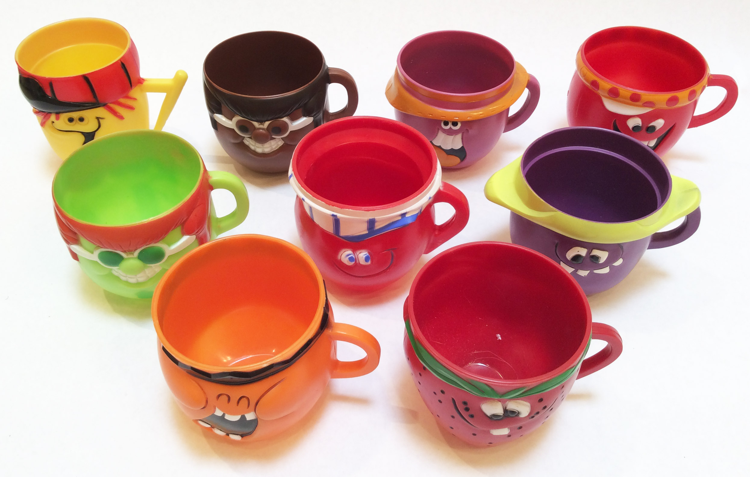 Set of All 9 Vintage Kool Aid Funny Face Plastic Cups Pillsbury